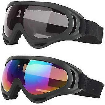 2 Pieces Outdoor Ski Goggles, Men'S Women'S Ski Goggles, Adjustable Windscreen Uv Protection Pc Era Snow Goggles For Skiing For Mountaineering, Skii
