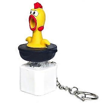Screaming Chicken Button Keychain Adults Keyboard Clicker with Sound Light Funny Fidgets Desk Toy