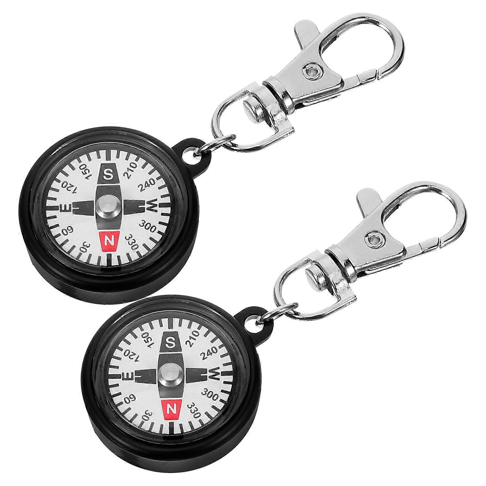 2Pcs Key Ring Compass Compass Hiking Alloy Small Compass Portable Compass Small Compass