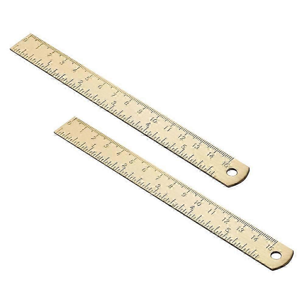 Household Drawing Ruler for Study Brass 2Pcs Set
