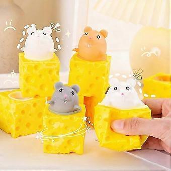 Squeeze Cheese Soft Squeezes Cheese Mouse Toy, Mouse In Cheese Toy Stress Ball, Cute Sensory Squeezes Toys For Kids And Adults-jdy