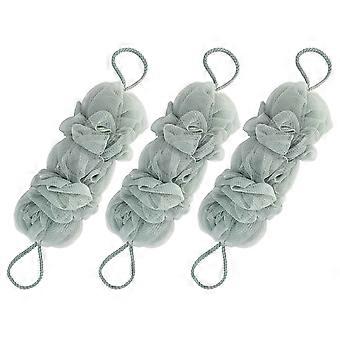 Grey Exfoliating Body Scrubber Long Strip for Shower 3Pcs Set