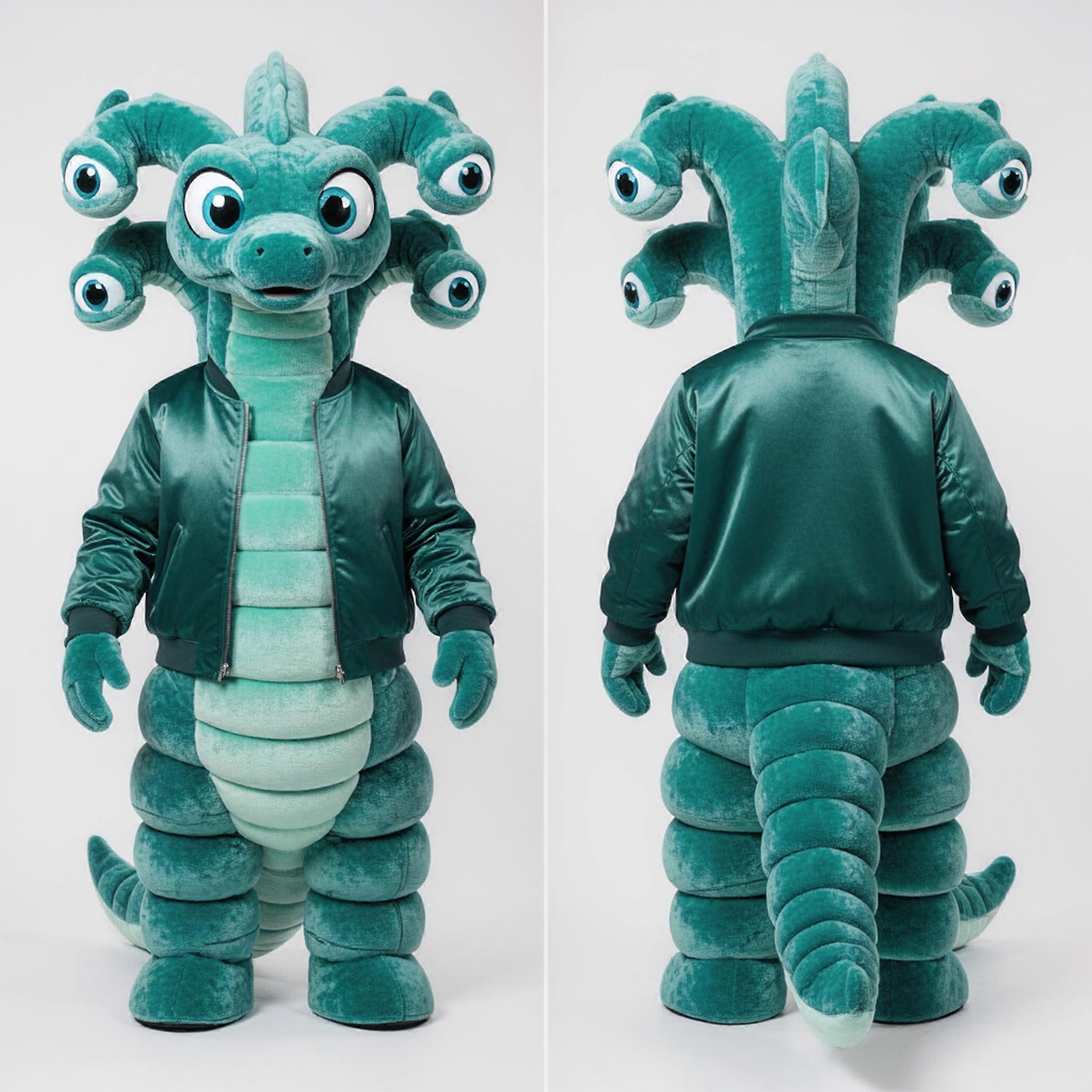 MASTICOT Teal Spiraled Hydra Mascot