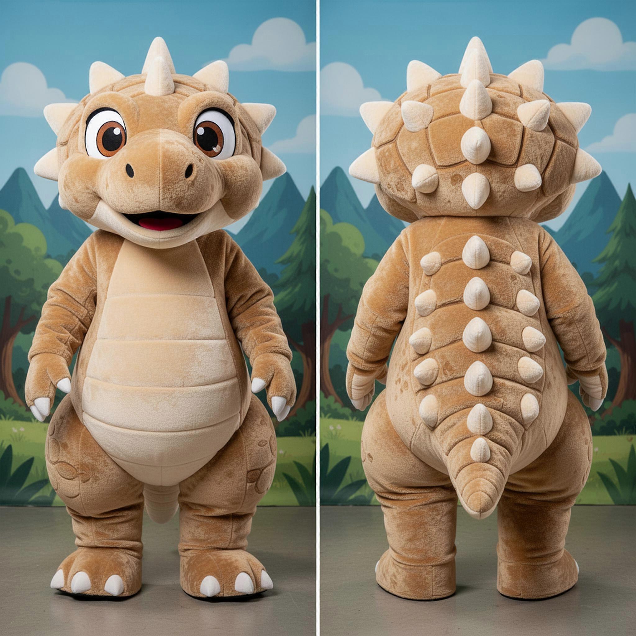 MASTICOT Tan Armored Ankylosaurus Mascot