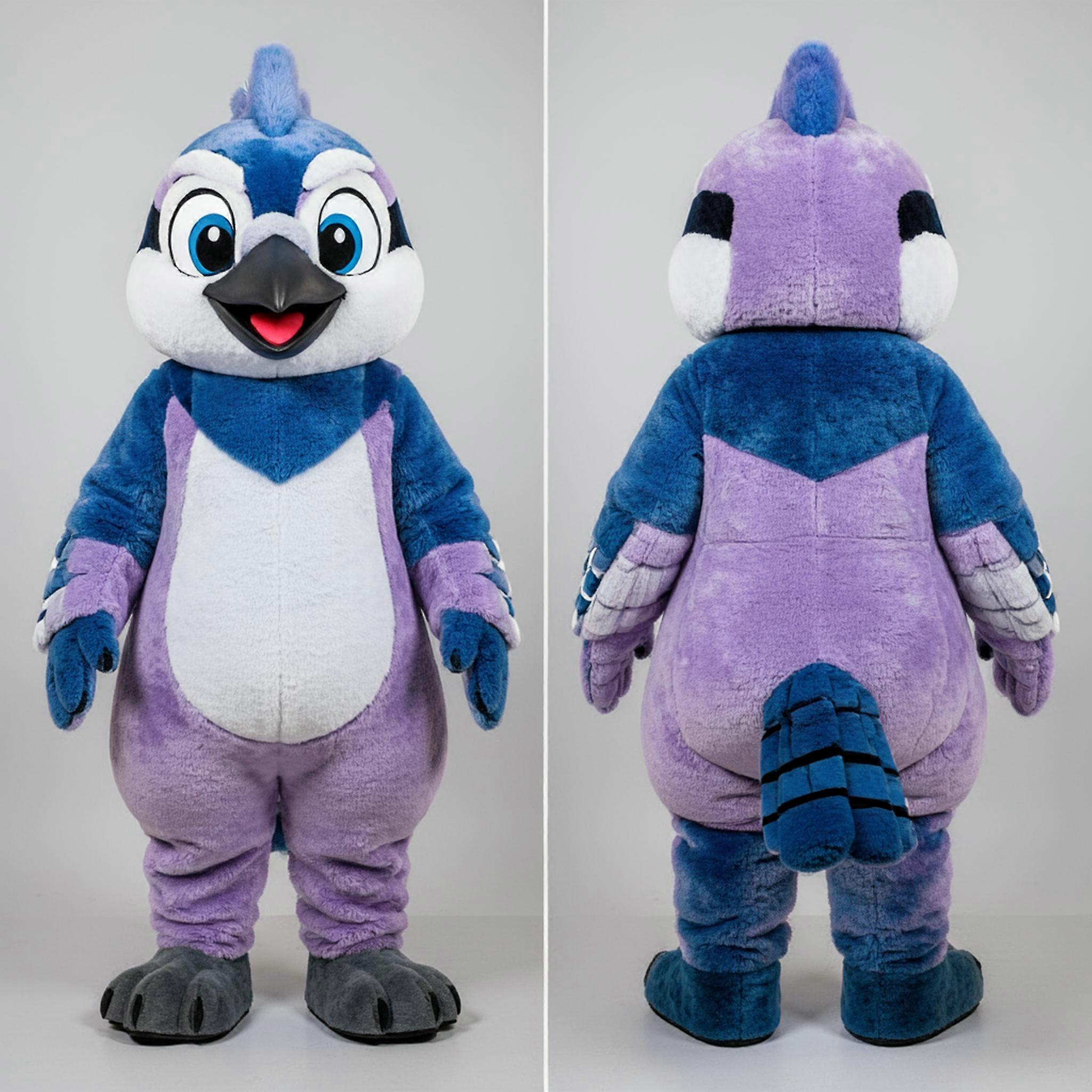 MASTICOT Lavender & Blue Cartoon Blue Jay Mascot