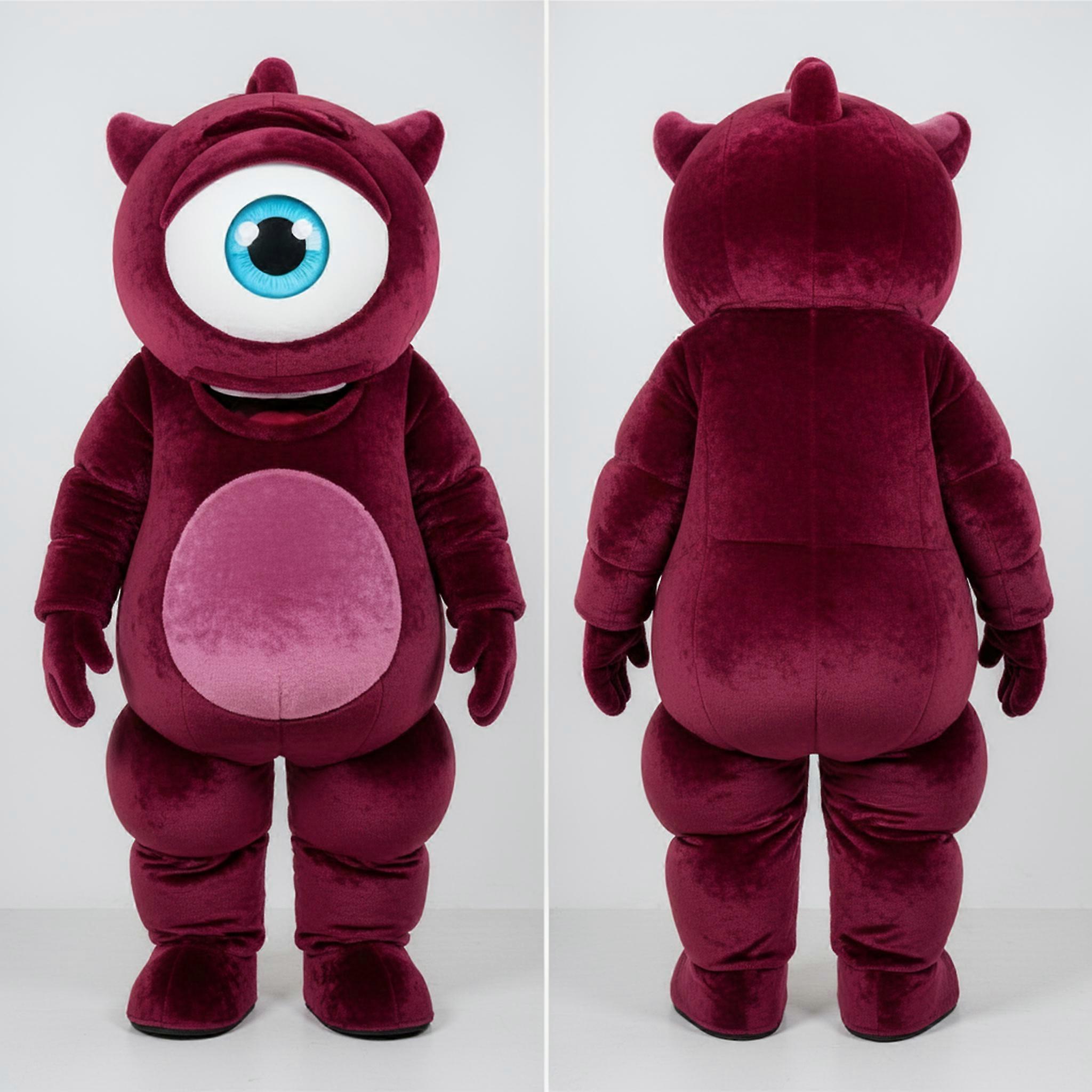MASTICOT Maroon Velvety Cyclops Mascot