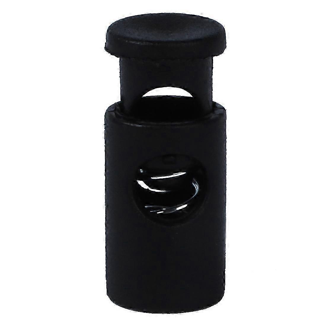 Black Plastic Toggle Spring Stop Single Hole Rope Cord Locks 20 Pcs