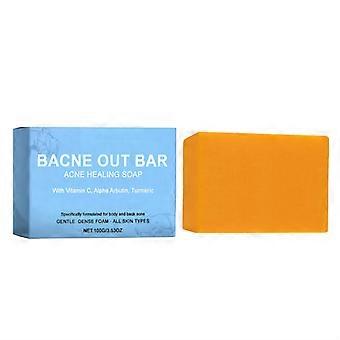 2026,1-5pack Bacne Out Bar, 100g Acne Healing Soap with Turmeric Vitamin C & Alphaarbutin, Natural Exfoliating Cleanser for Back, Face, Chest, Shoulde