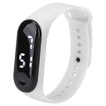 SQCLV Digitalklocka LED Vitt Ljus Plastspegel Silikonarmband Sport