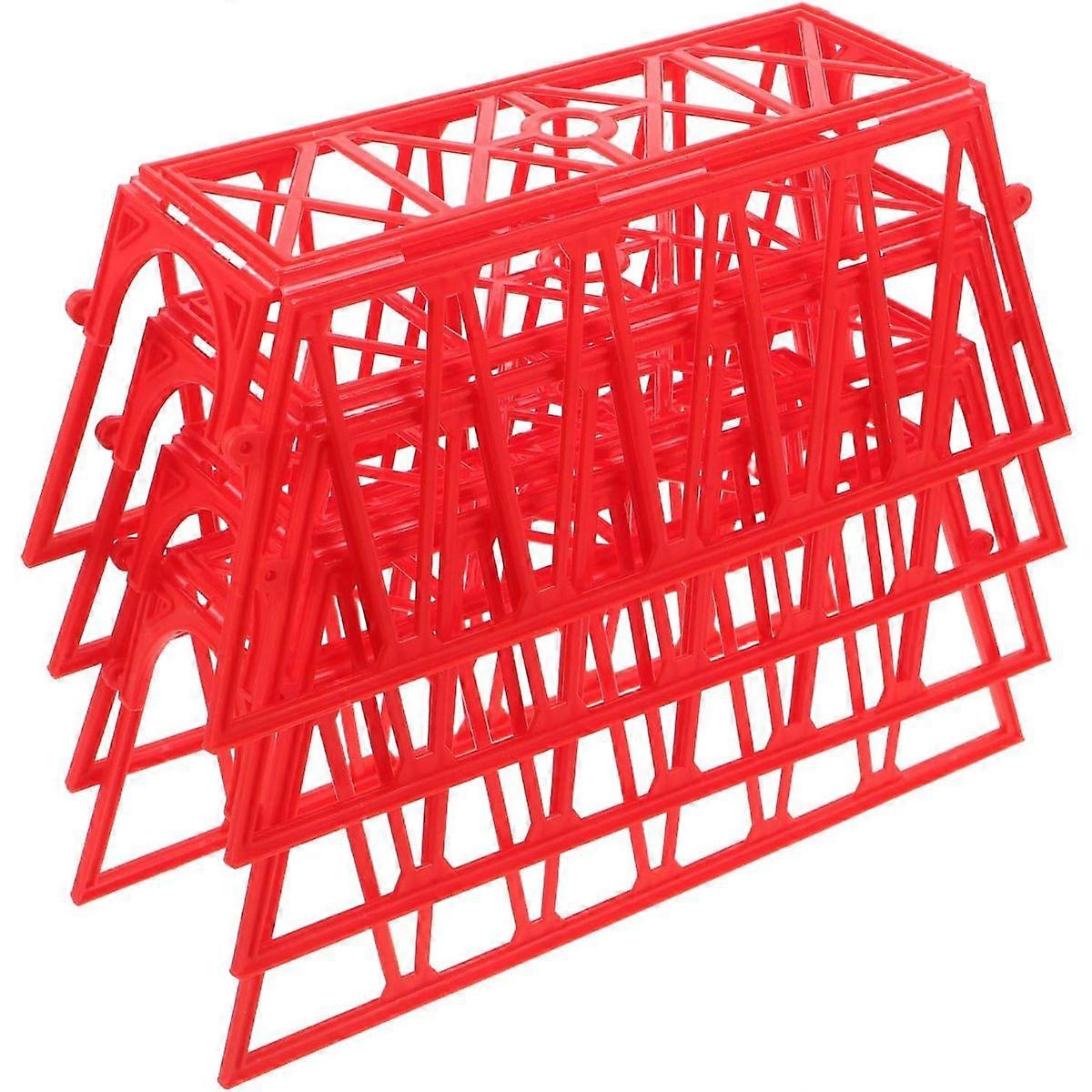4pcs Mini Bridge Support for Train Track Accessories Red Plastic