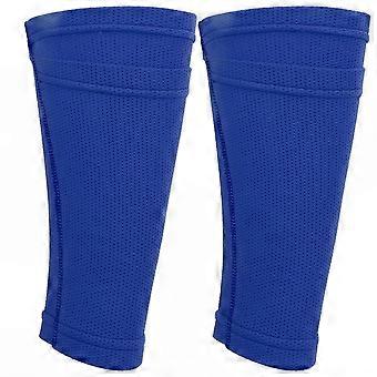 Football Training Shin Guard Socks, 1 Pair Double Layer Shin Pad Sleeves, Blue