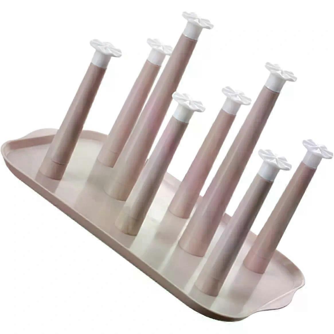 Pink Plastic Cup Drying Rack, Ventilated Storage Tray for Cups