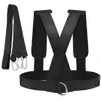 Adjustable Padded Shoulder Strap Tire Pulling Harness, Durable Nylon Resistance Training Sled Harness for Strength and Speed Workouts, Black, 1 Pack