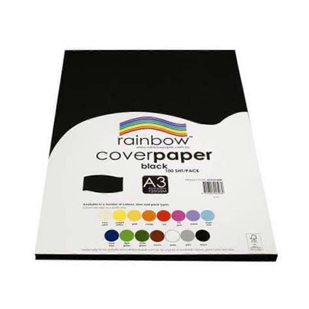 BLACK Rainbow Cover Paper A3 Multi Function Paper 100 Sheets High Quality