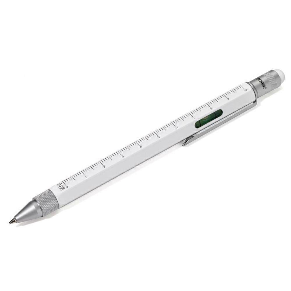 WHITE/SILVER Troika Premium Quality Construction Multitasking Ballpoint Pen