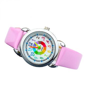 Veeki Digital watches for children boys and girls. Children's belt watch color word color circle quartz watch. Easy to read and easy to learn time (pi