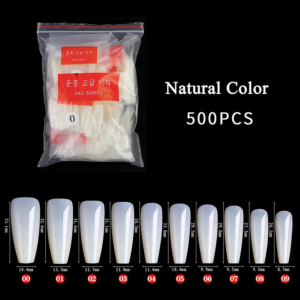 500pcs Matte Long Coffin Press On Nails Black Nude Ballerina False Fake Nails Directly Use Nail Glue