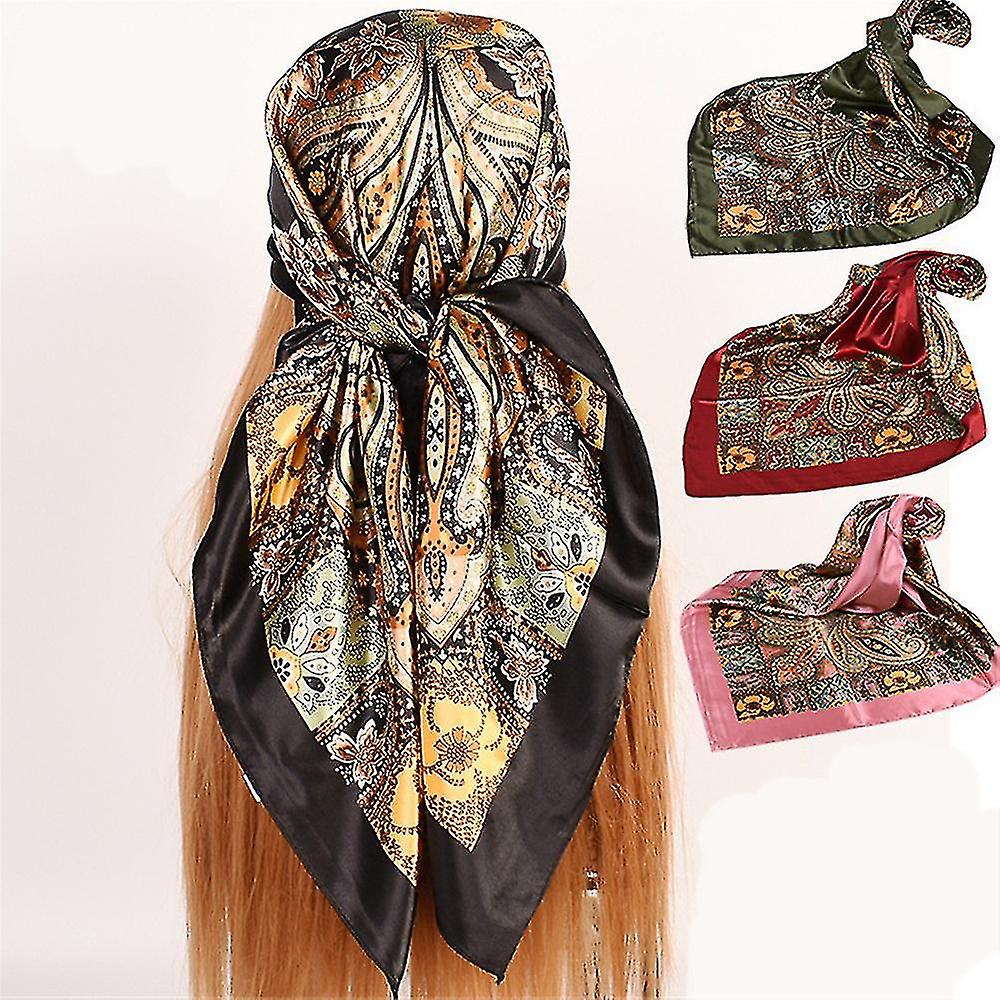 4pcs 30 polegadas quadradas lenços emulação cabelo bandanas cetim lenços cabeça para mulheres