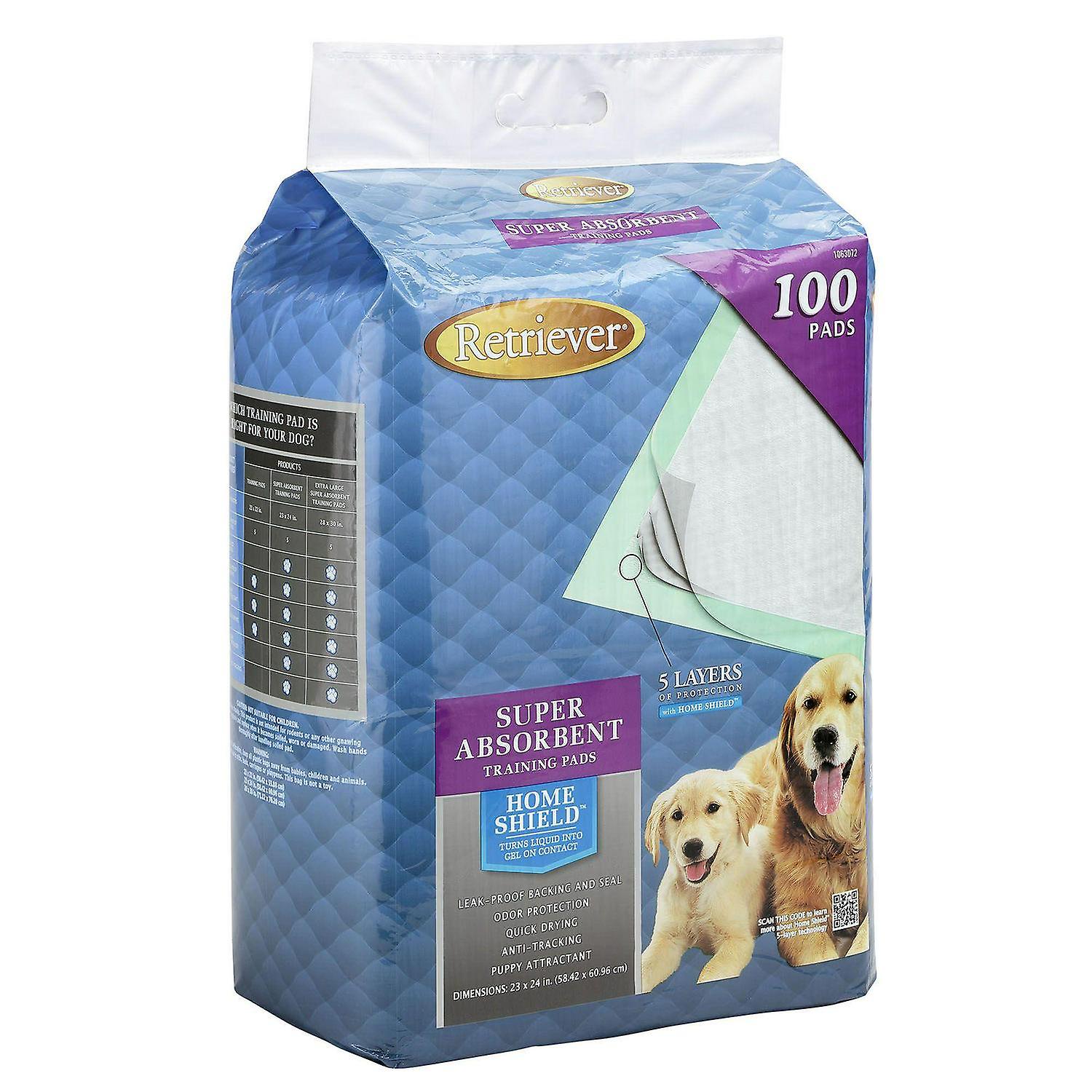 Retriever 23x24in Super Absorbent Dog Training Pads with Home Shield - 100 Count