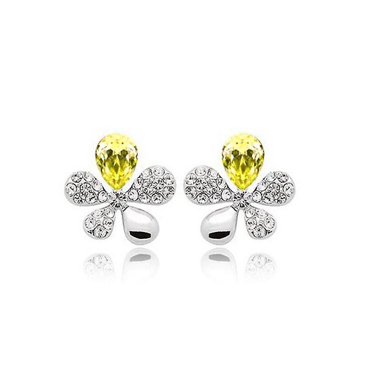 Ladies Yellow Flower Butterfly Earrings