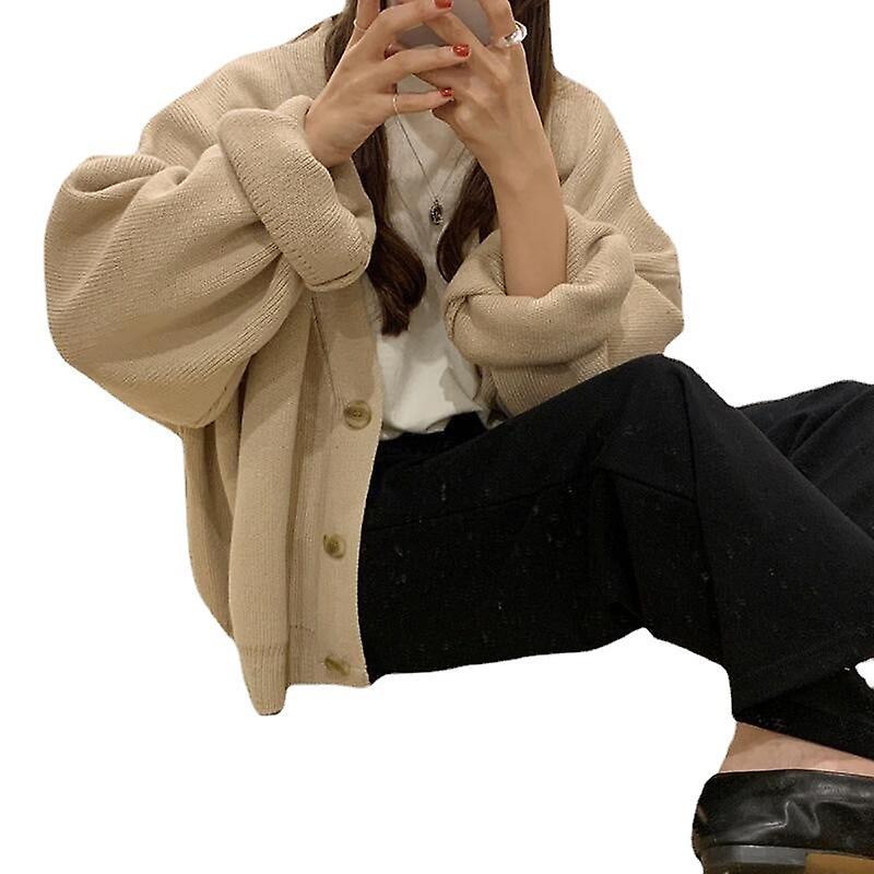 Thickened Sweater Coat Women's 2023 Early Autumn Loose And Lazy Style Casual Korean-style Long-sleeved Knitted Cardigan