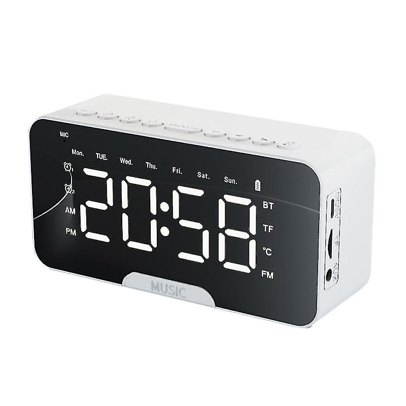 P6 Classic Version Wireless Bluetooth Speaker Plugging Card Home Clock Portable Mini Computer Audio, Color: White