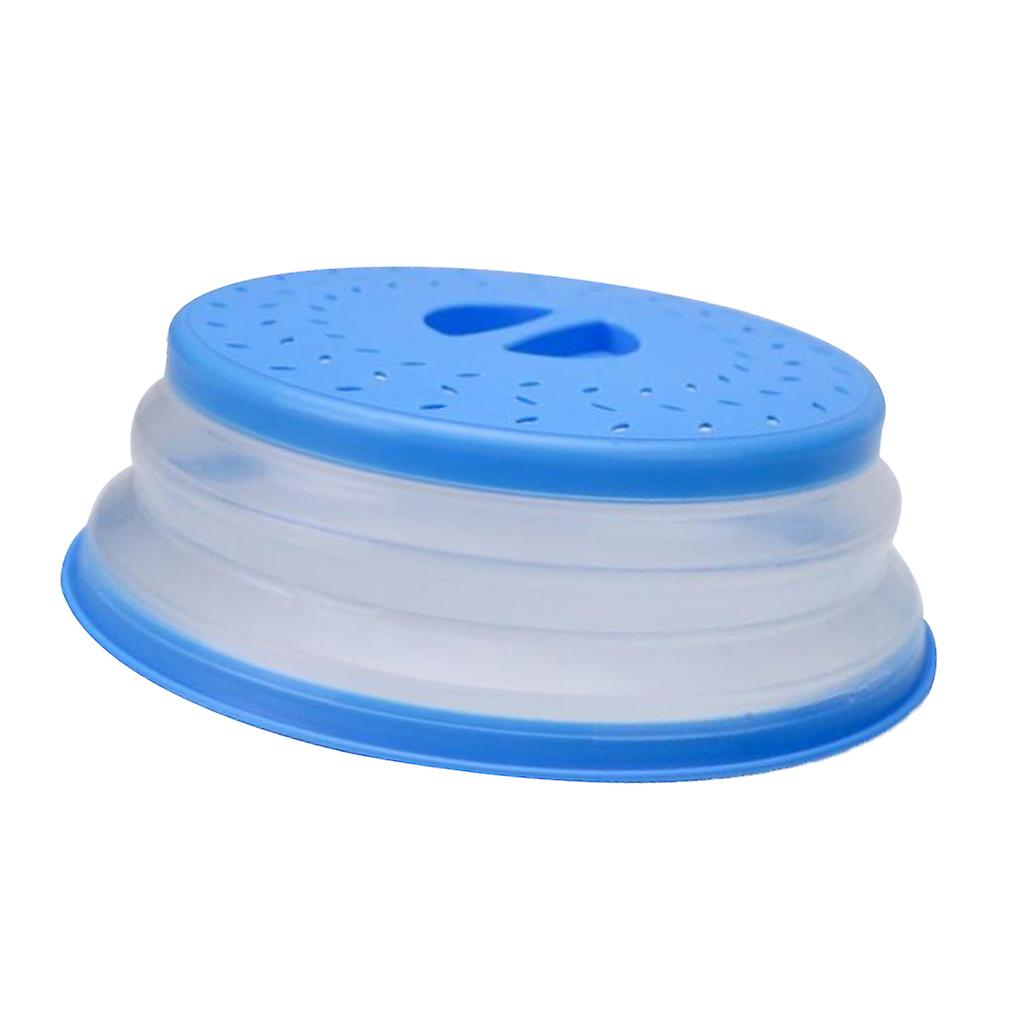 2 in 1 Collapsible Microwave Cover Foldable Nonslip Colander Strainer Blue