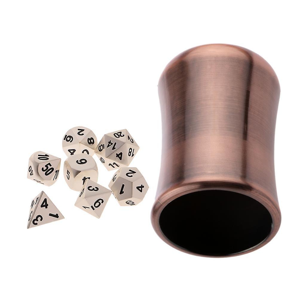 7Piece Polyhedral D4-D20 Dice Pearl Silver for TRPG Game