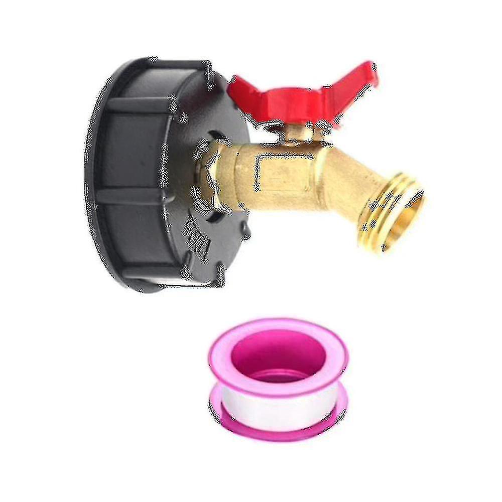 IBC Tote Water Tank Adapter Kit - 2 Brass Faucet Valves & Hose, Fits 275-330 Gallon Totes