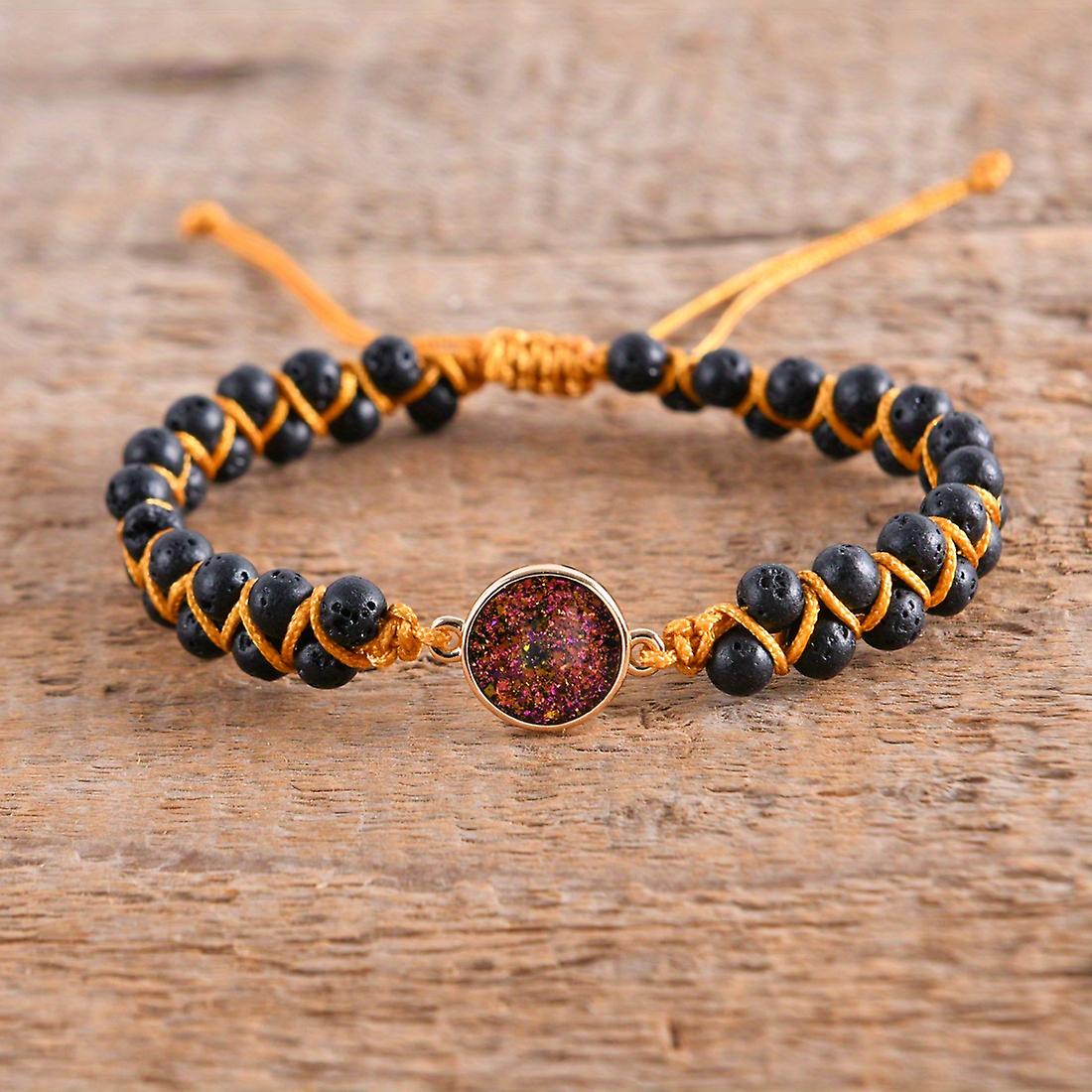 Healing Yoga Beaded Bracelet - Double Layer Adjustable Geometric Jewelry For Anxiety Relief And Stress Management