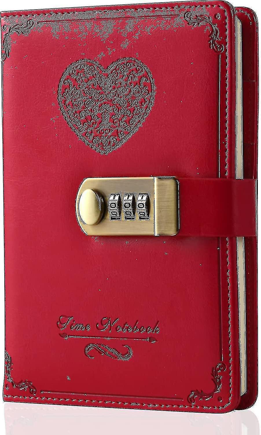 Diary With Lock For Girls - Leather Password Locking Journal Cute Secret Diaries Notebook With Combination Lock For Women Adults B6 High Quality