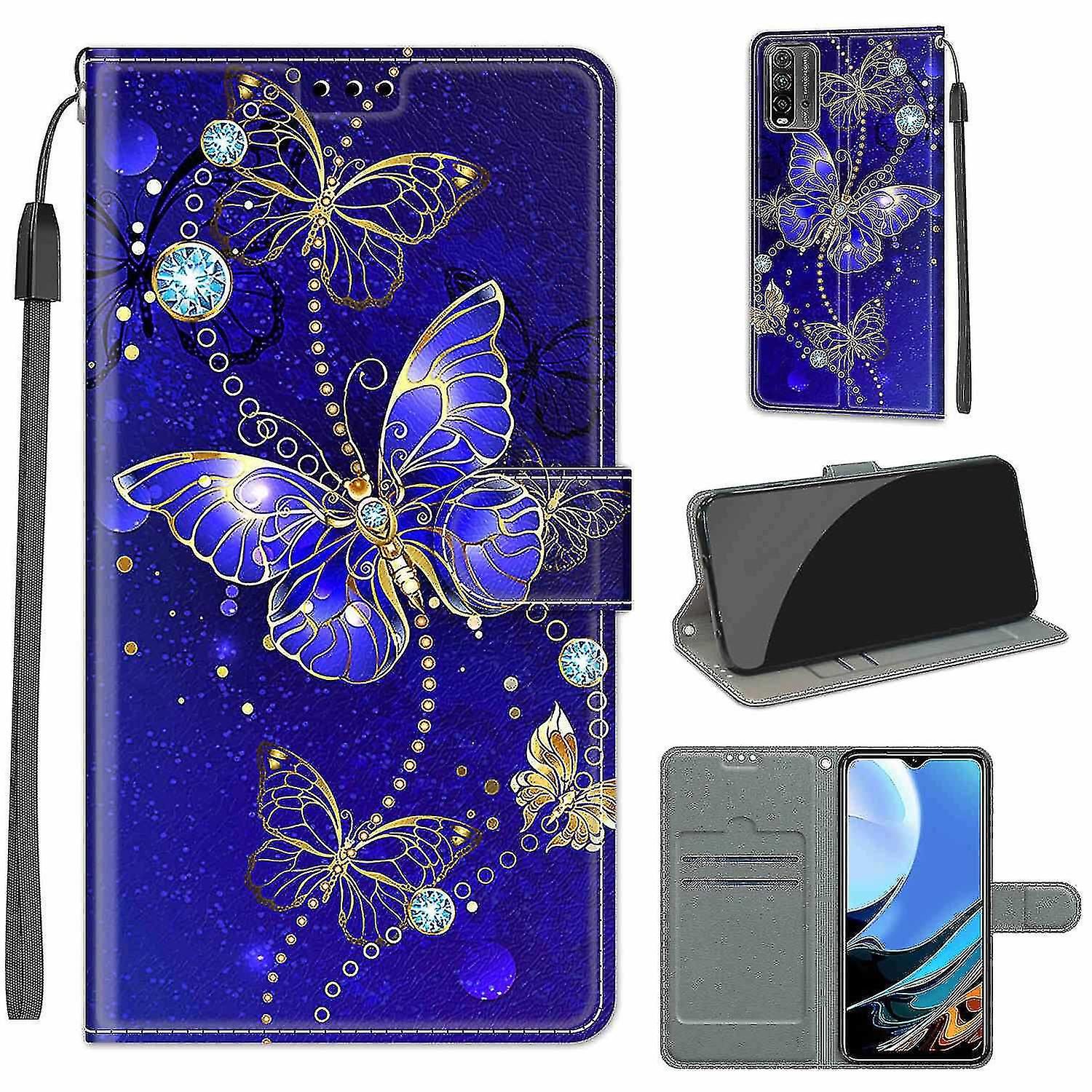 Compatible With Redmi 9 Power Blue Butterfly Mobile Case