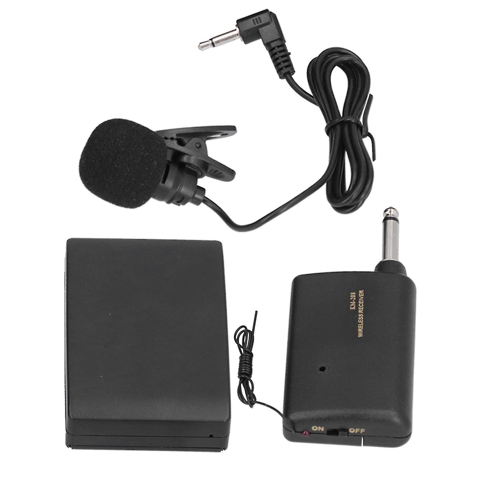 KM 208 Wireless FM Transmitter Receiver Bluetooth Lapel Clip On 20M Receiving Range Microphone System