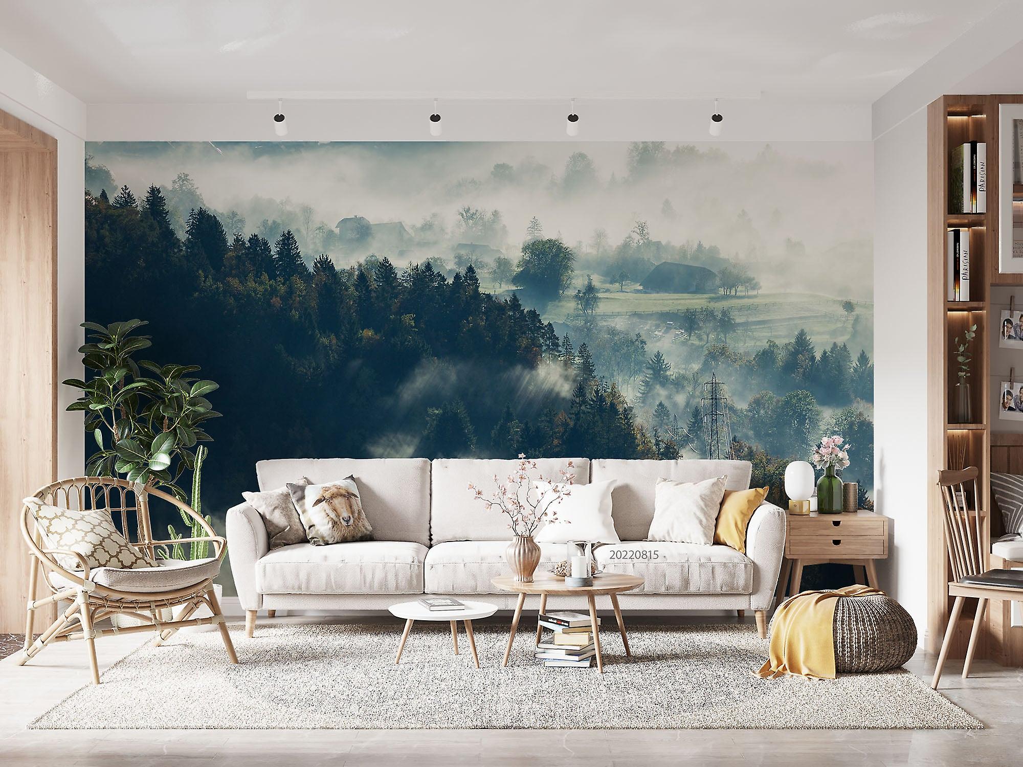 3D Beautiful Trees Forest Fog Slovenia Well Wall Mural Wallpaper Gd 2430