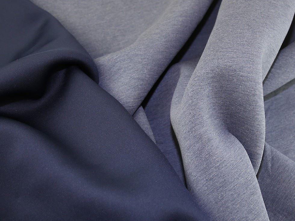 Lady McElroy Reversible Scuba Stretch Knit Fabric Oxford Blue - per metre