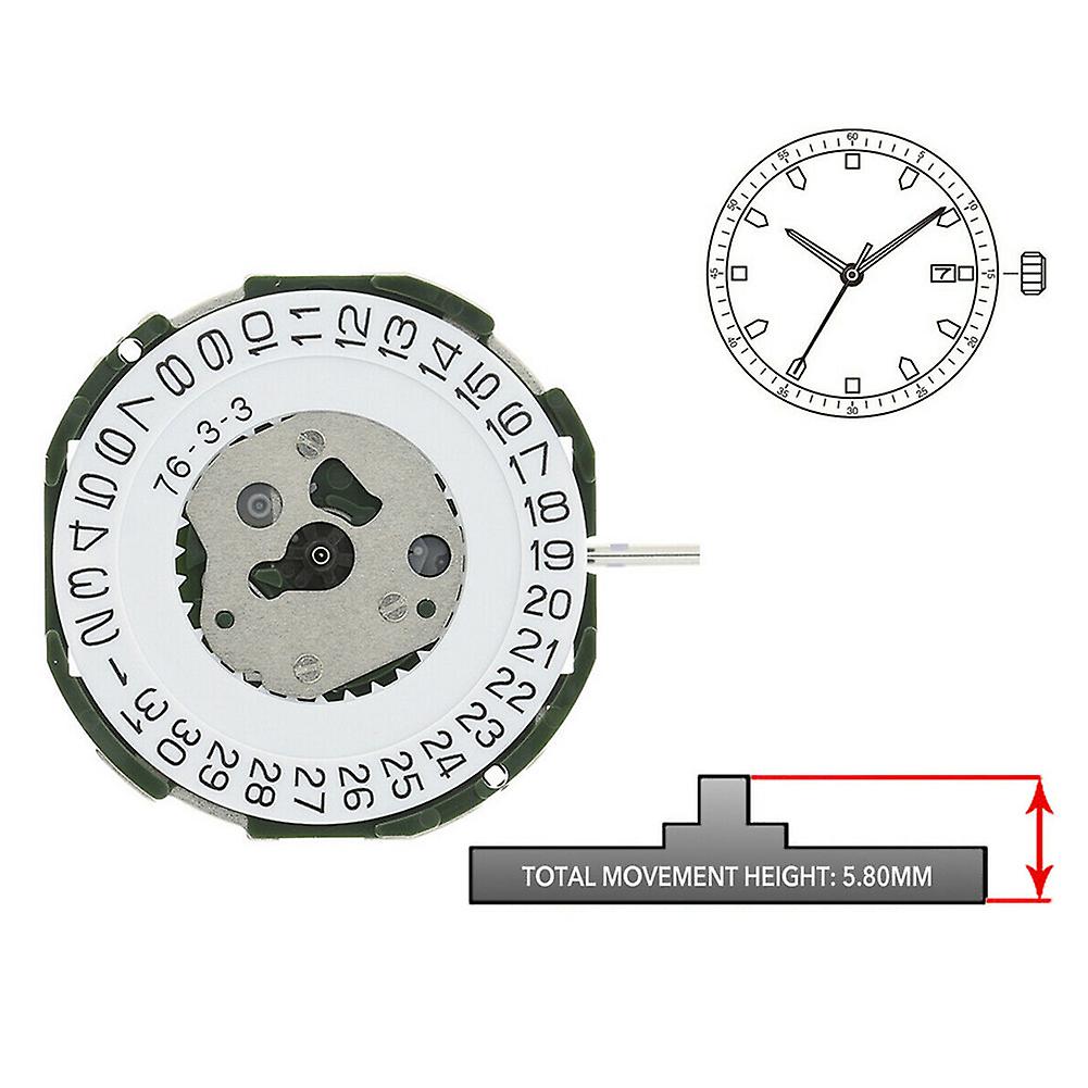 Quartz Watch Movement With Battery Date at 3 O'clock Replacement For Miyota 2115