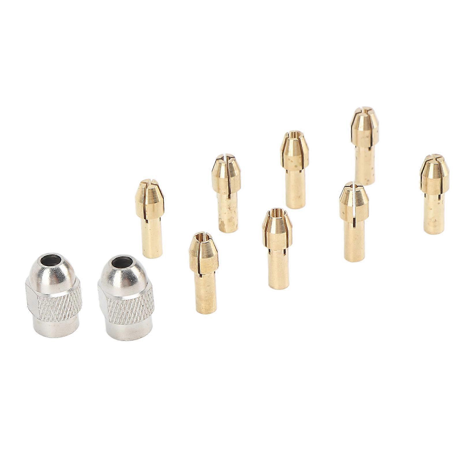 10PCS Brass Drill Chuck Collet Set 0.8-3.2mm Keyless Adapter