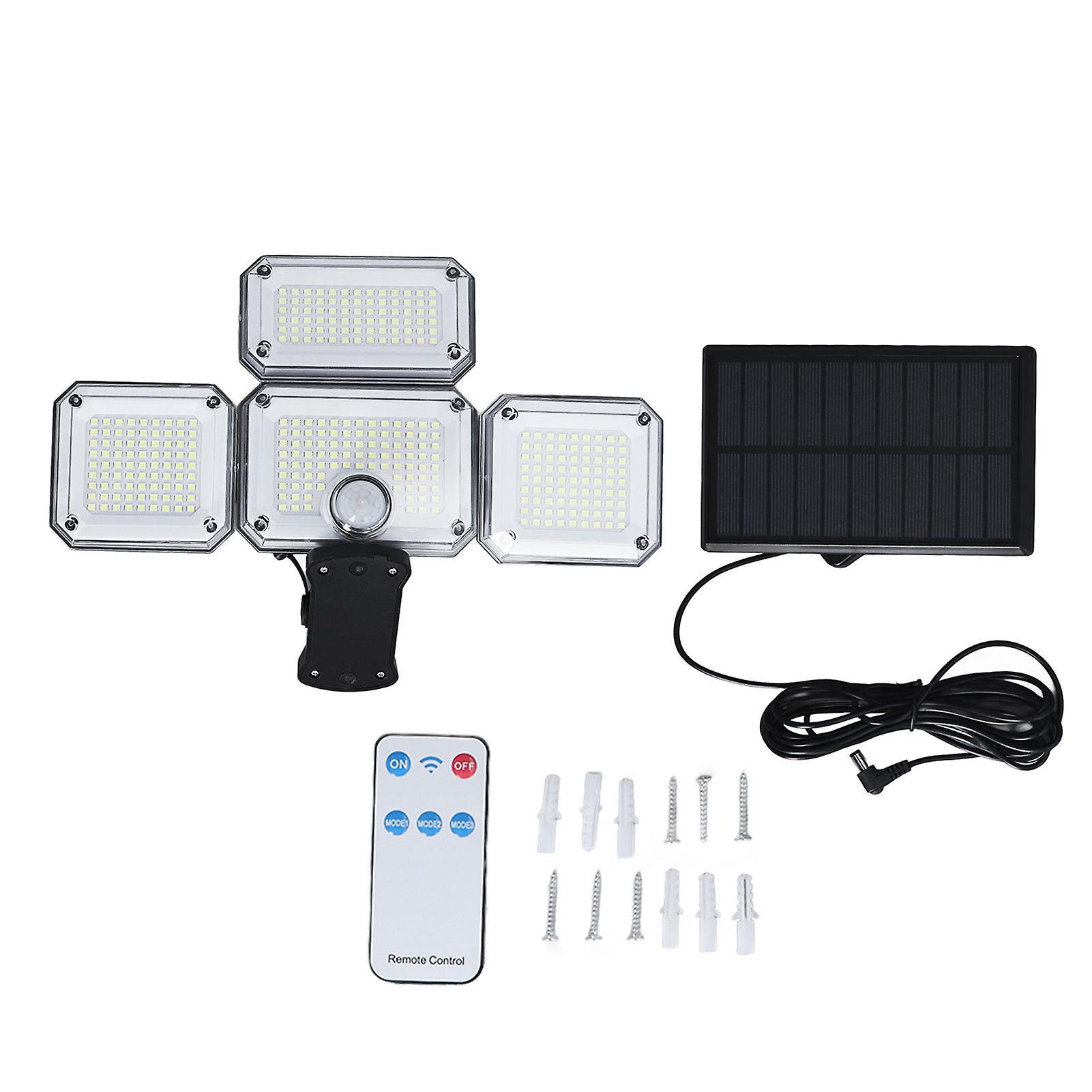 Solar Sensor Light, 4 Head, Adjustable, Solar Sensor Lamp, Remote Control