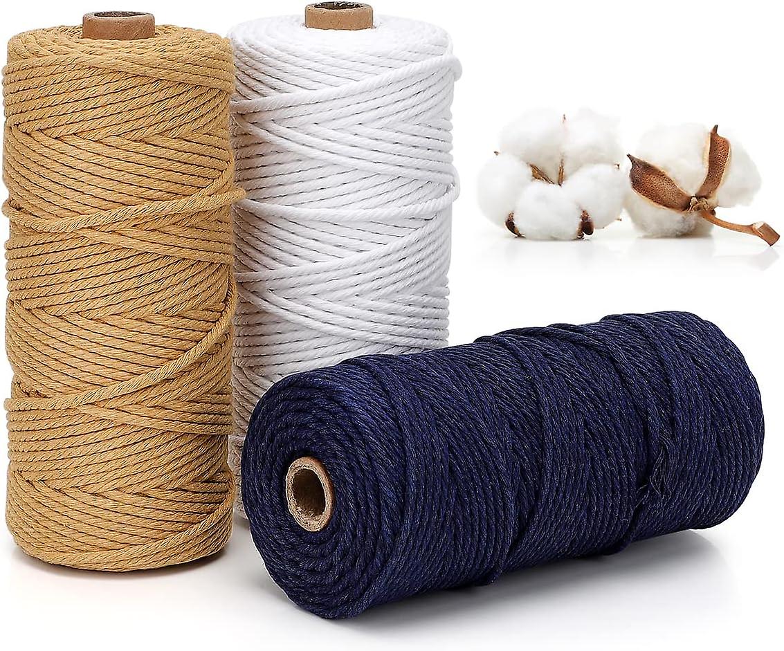 3 Colors Macrame Yarn, Macrame Rope 3mm X 100m Natural Macrame Co