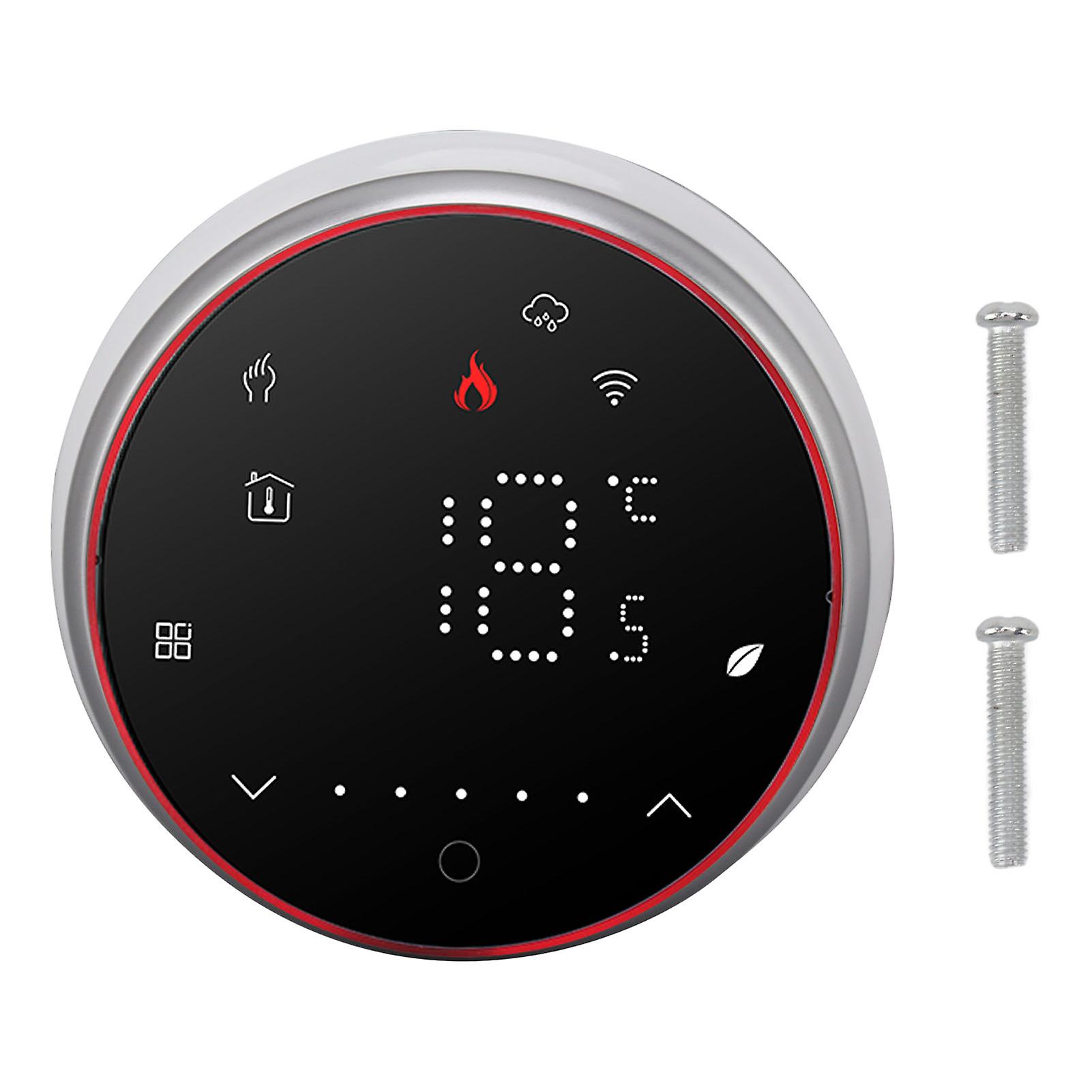 Wireless Wi-Fi Smart Thermostat, LED Display, App Voice Control, AC95~240V, Energy Saving Smart Round Thermostat for Boiler, Black