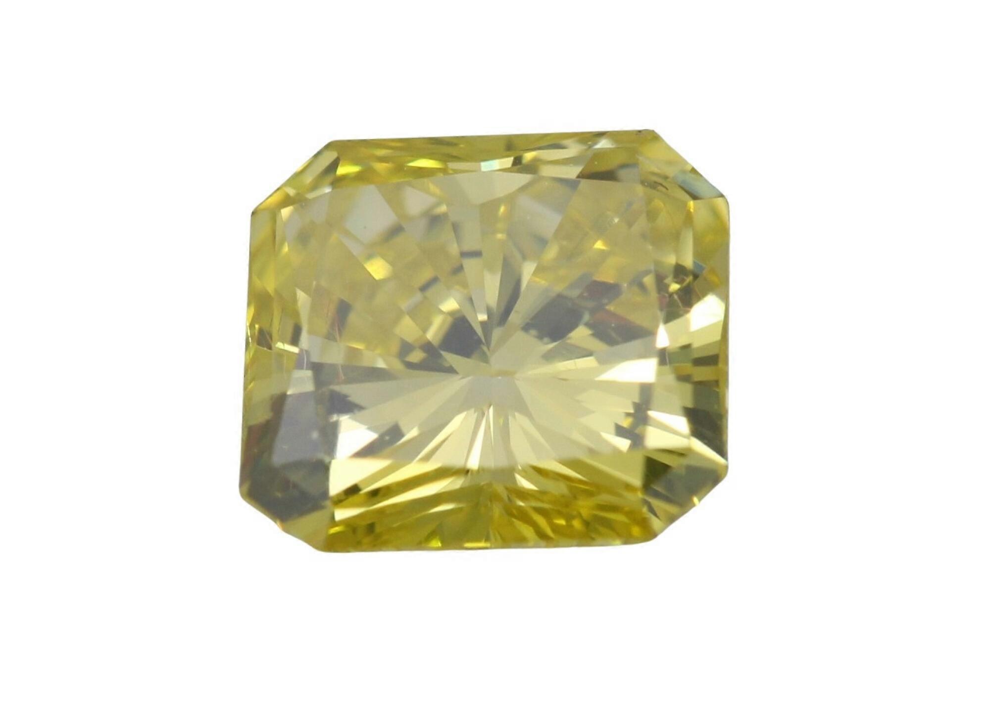 Radiant Natural Mined Loose Diamond (1.4 Ct Fancy Intense Yellow(Irradiated) VS2(Enhanced) Clarity) IGL