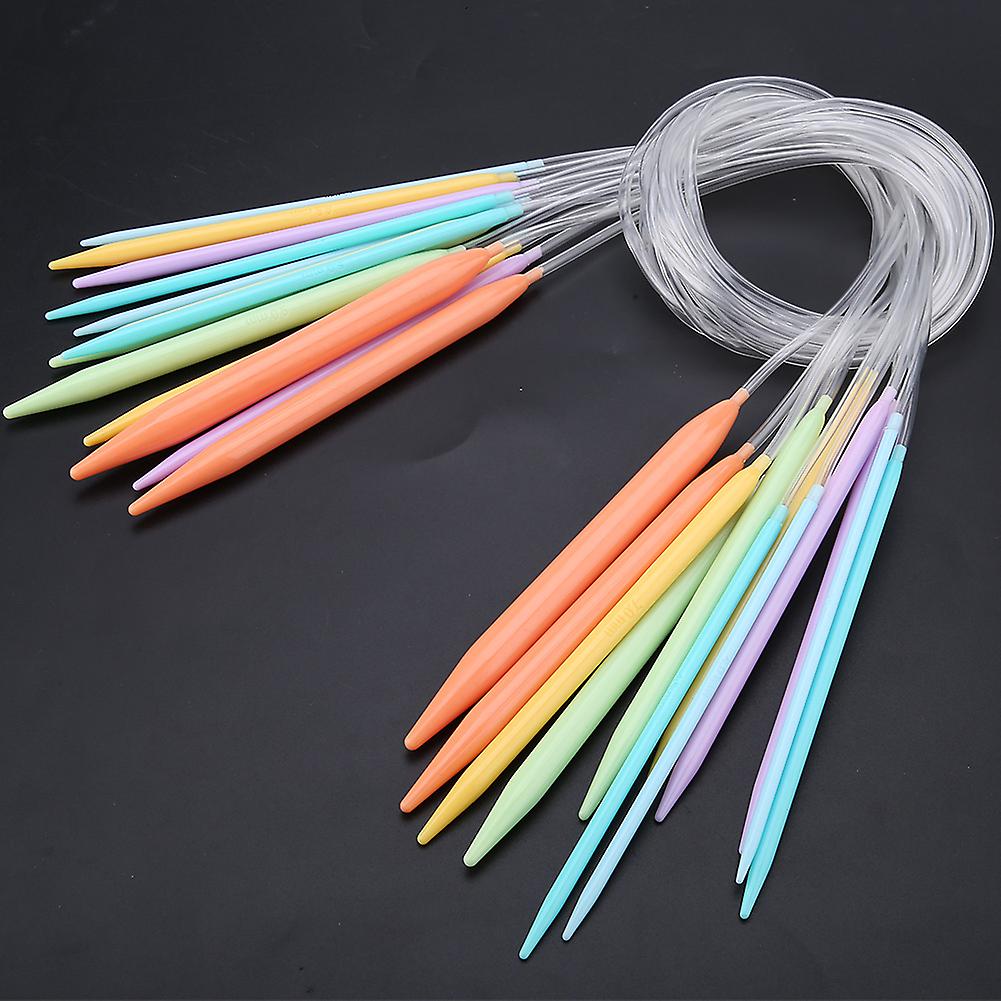 Multicolor Plastic Circular Knitting Needles Kit, 12 Pcs Sweater Knitting Needles Set (80cm)