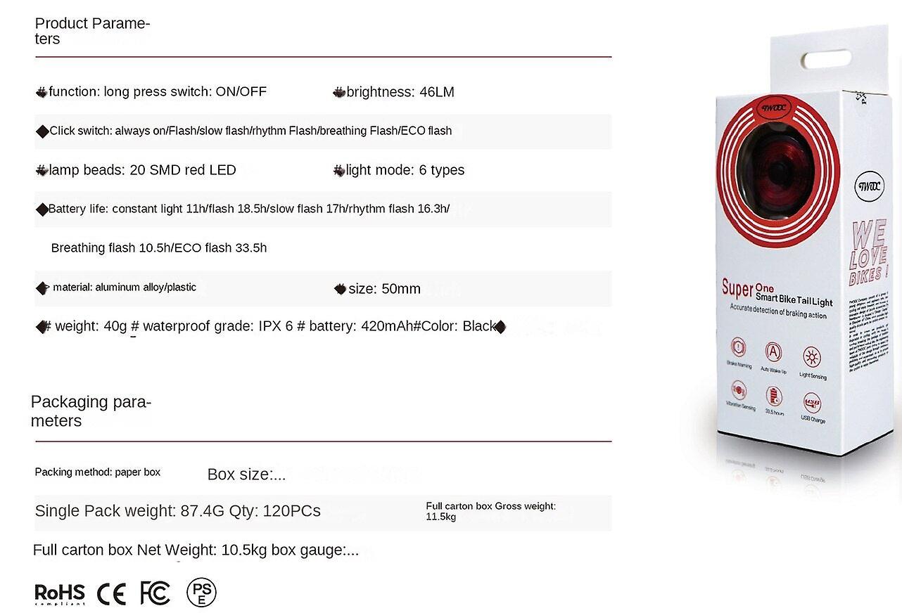 Bisiklet Işıkları Bisiklet Led Akıllı Fren Uyarı Usb Şarj