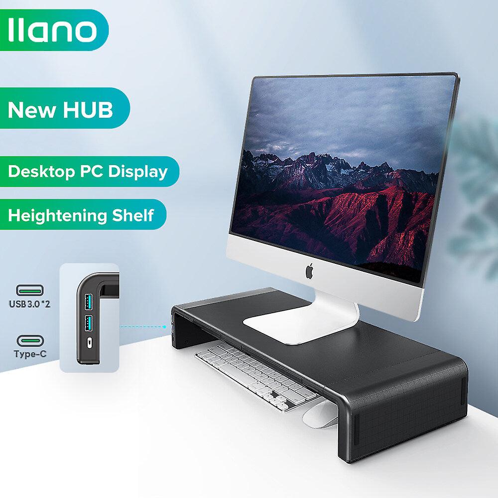 Monitor Stand With Type-c And 2 Usb 3.0 Ports 45kg Load-bearing Height 8cm Sturdy Adjustable Tablet Bracket For Computer Desktop Pc