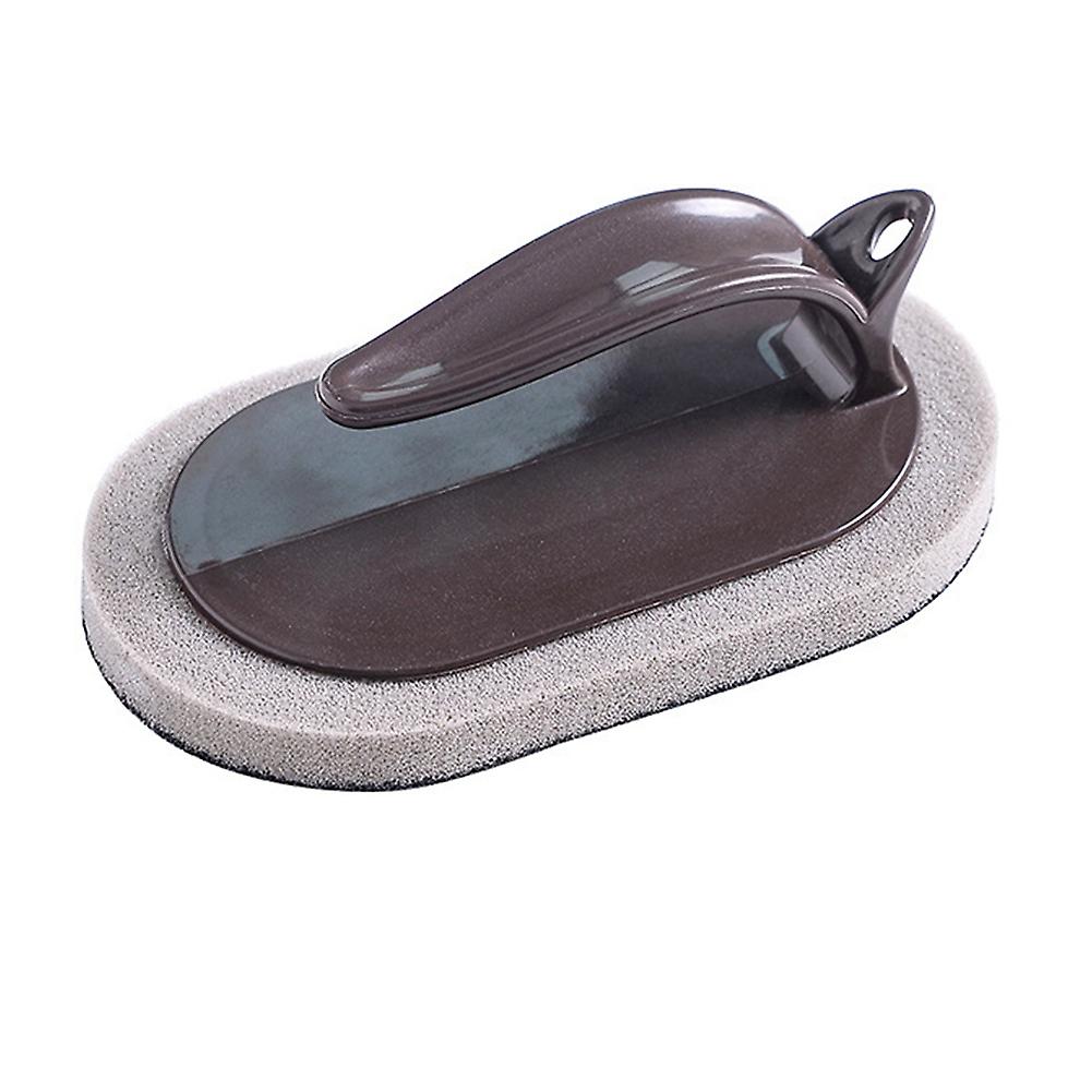Emery Sponge Clean Brush with Handle Kitchen Cleaning Washing Tool (Coffee)