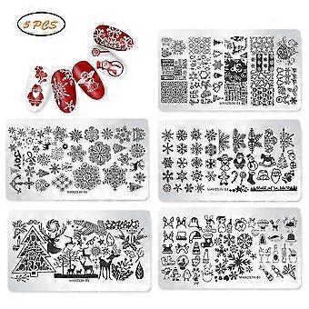 5 sztuk Boże Narodzenie Nail Art Stamp Szablony DIY Nail Art Plates Zestaw do użytku w salonie domowym