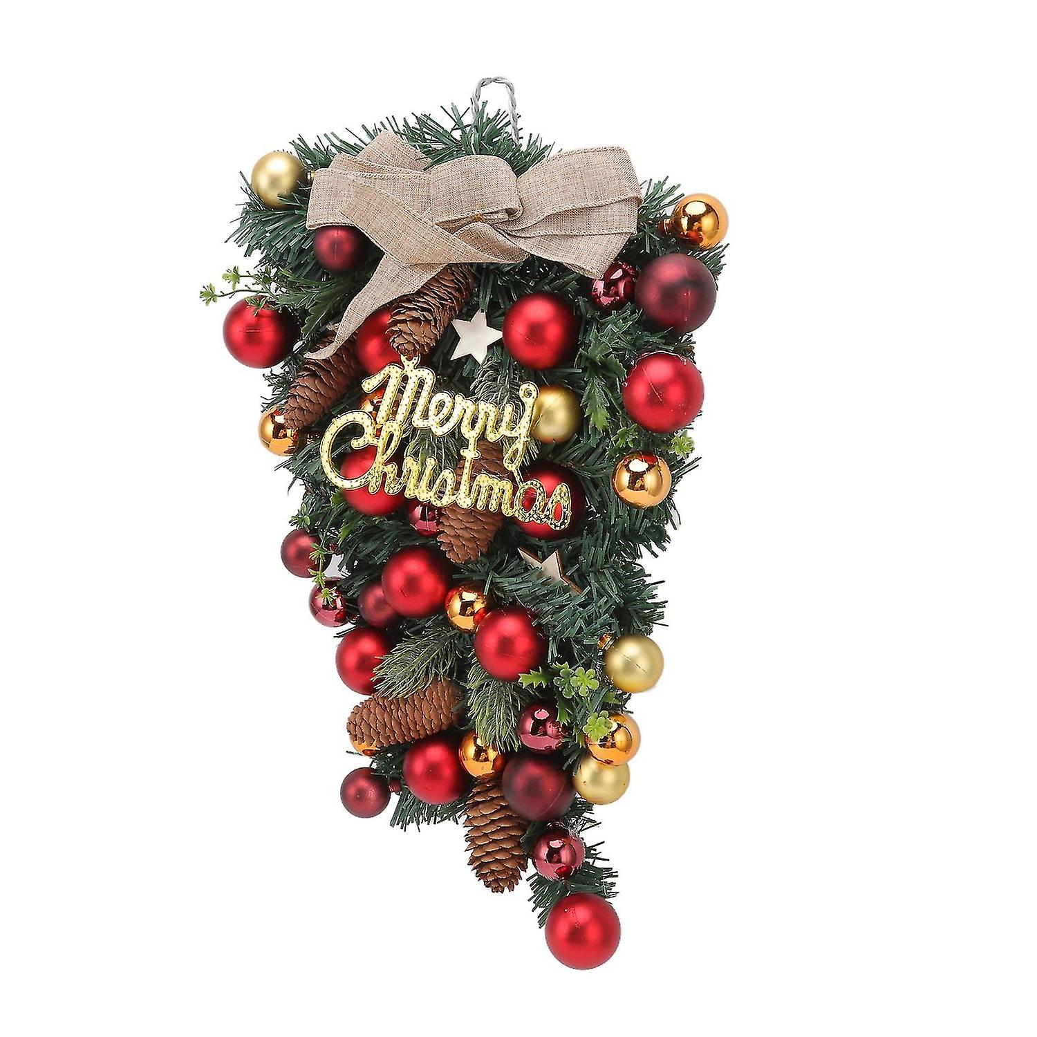 Artificial Upside Down  Tree Door Decor, Plastic/Pine, Fade Resistant, Decorative Ornament for Home 