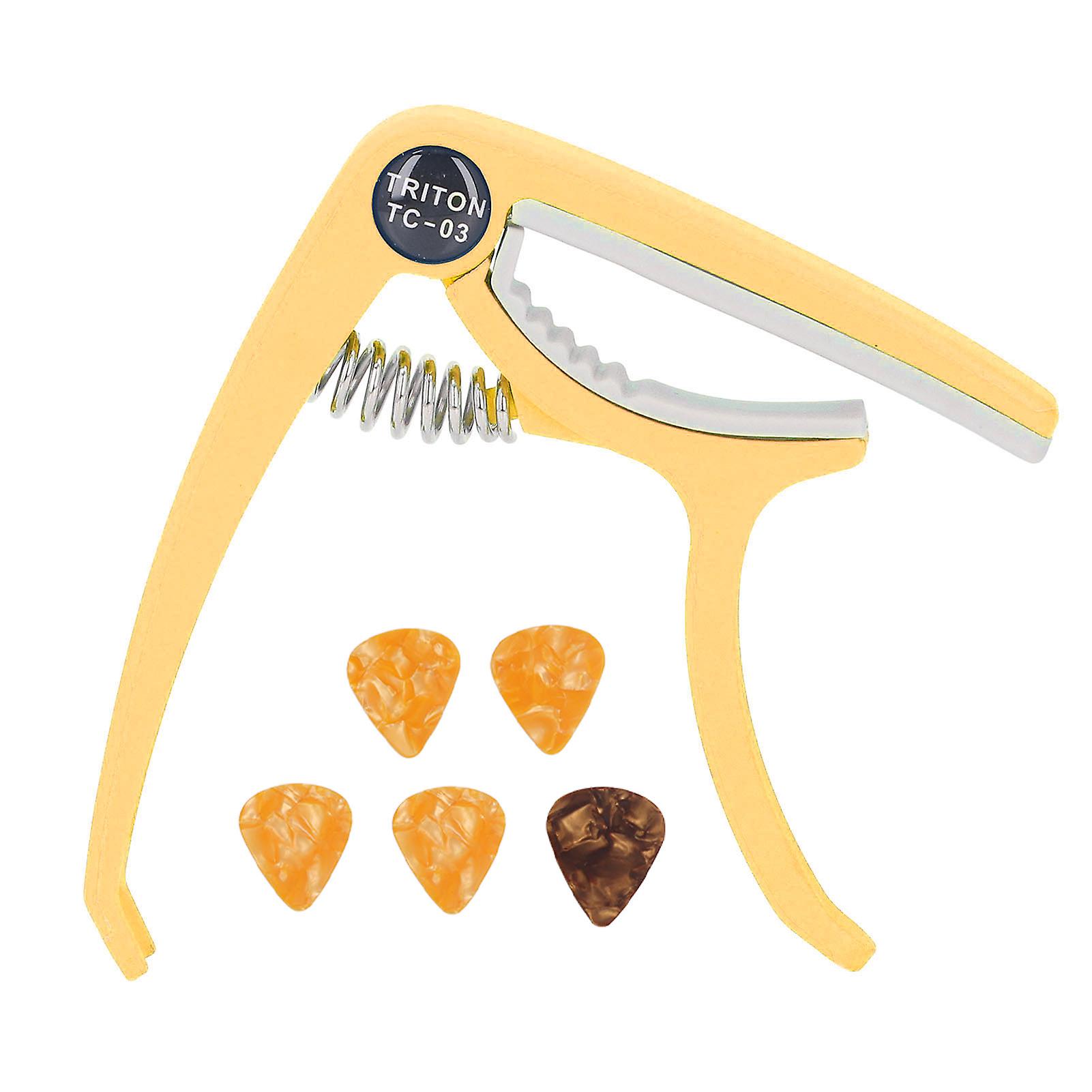 Elektrická gitara ABS Quick Release Capo Set s 5 trsátkami žltá