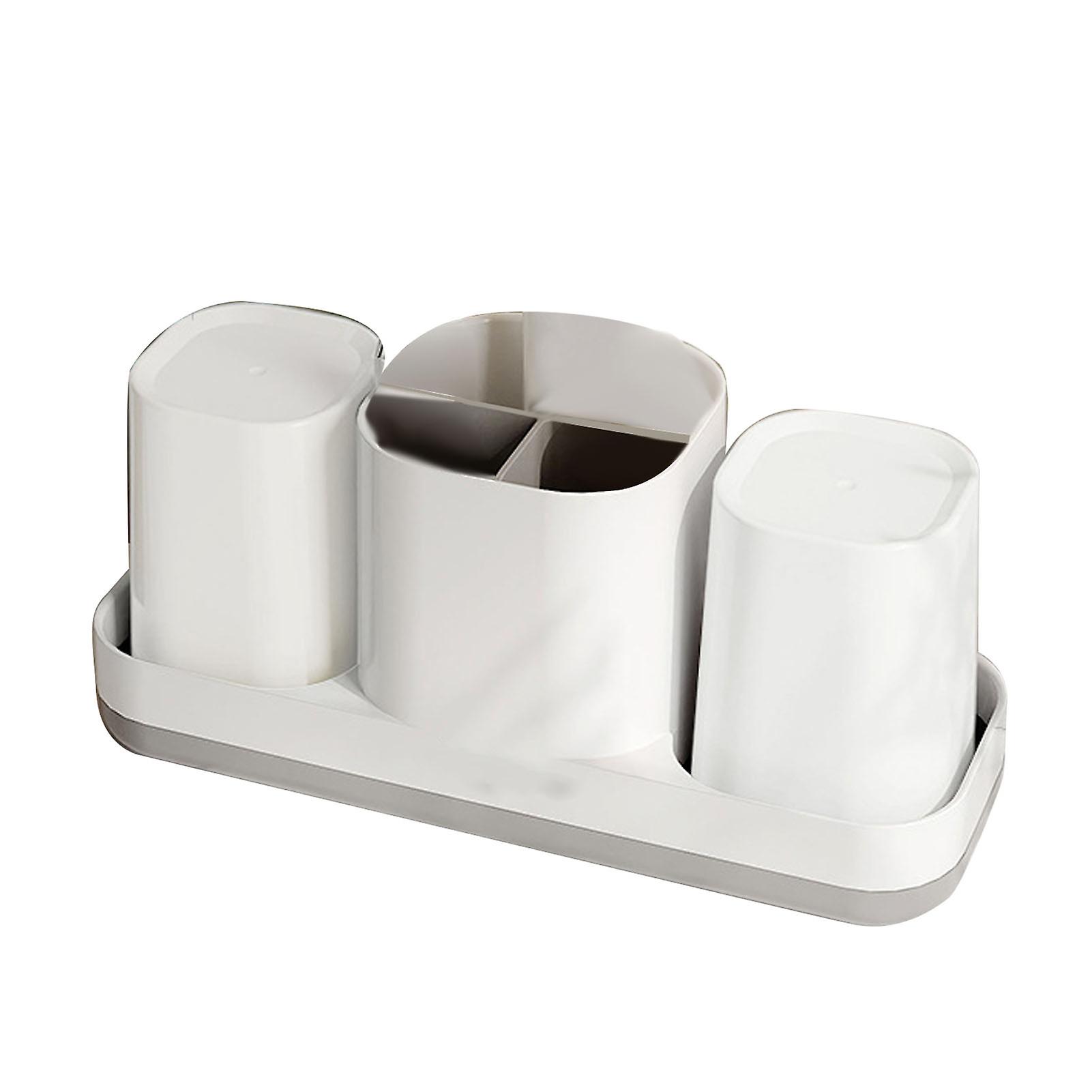 Plastic Toothbrush Toothpaste Holder Organizer Caddy White 24.5x8.6cm