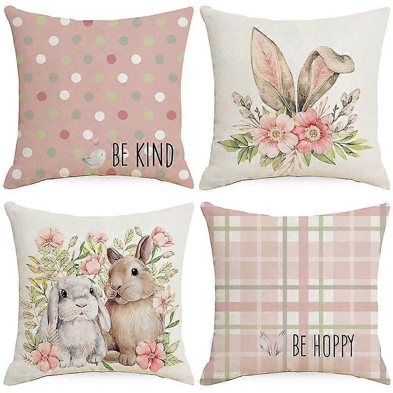 Easter Pillow Covers Cute Multicolor 45 X 45cm 4pcs Linen